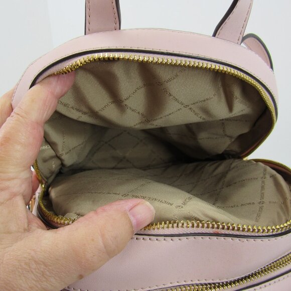 Michael Kors Pink Small Pebbled Leather Backpack Zipper Accents Multi Pockets - Picture 7 of 10